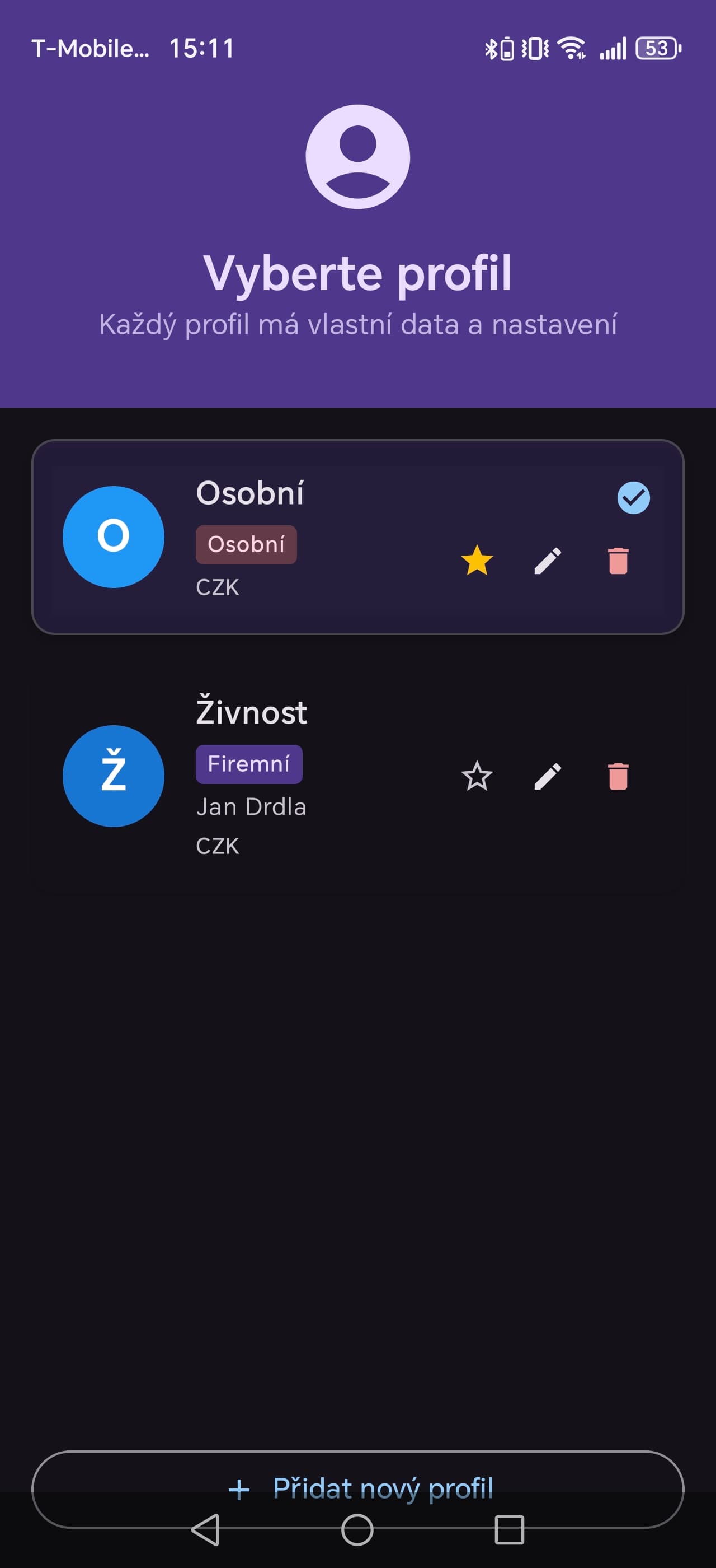 Osobní i firemní profily pod jedním účtem